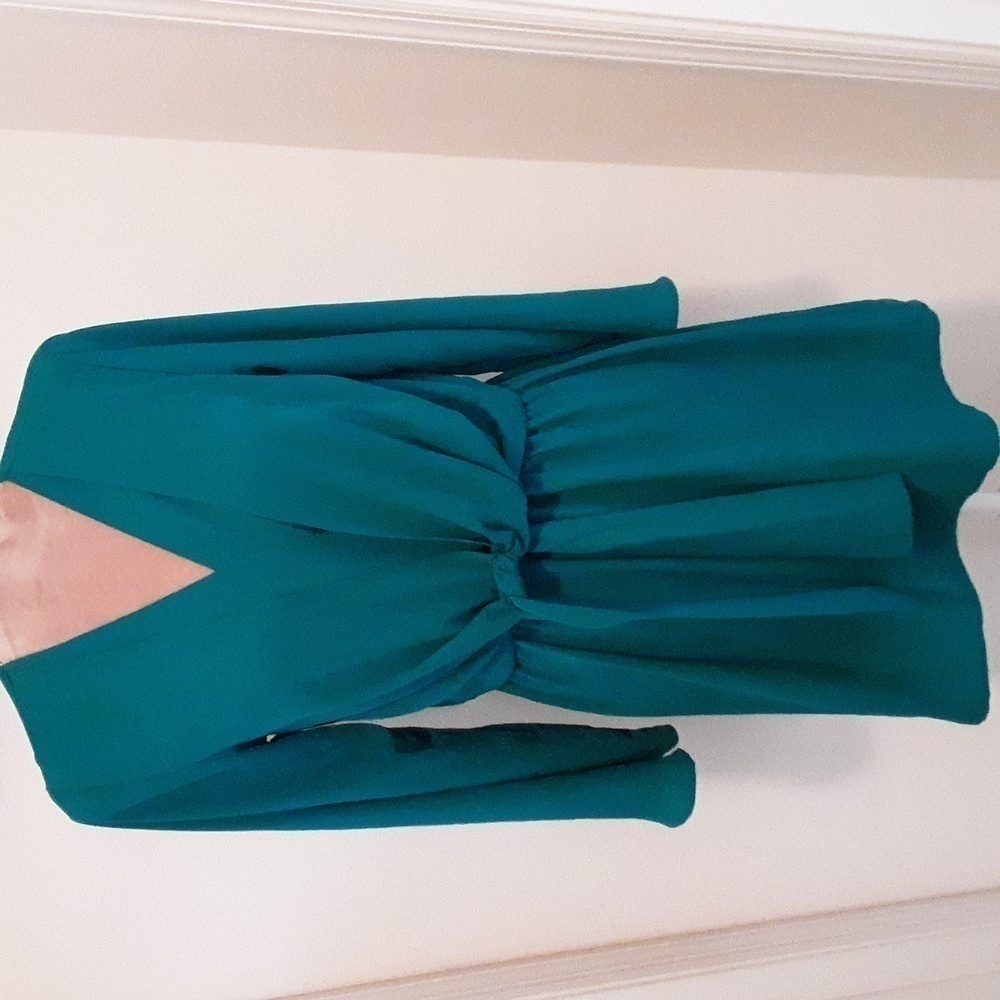 Topshop Dark Teal Tie Front Mini Dress, Size 6, EUC